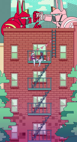 DIGITAL Cherry & Jenny Fire Escape Wallpaper - FREE GIFT